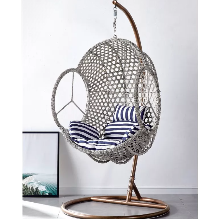 Egg Chair Floor Parts Steel Suspended Taupe Swing Out Stand Metal Cat Large 221 Patio Our Swings Cane Wood Home Moon Rope