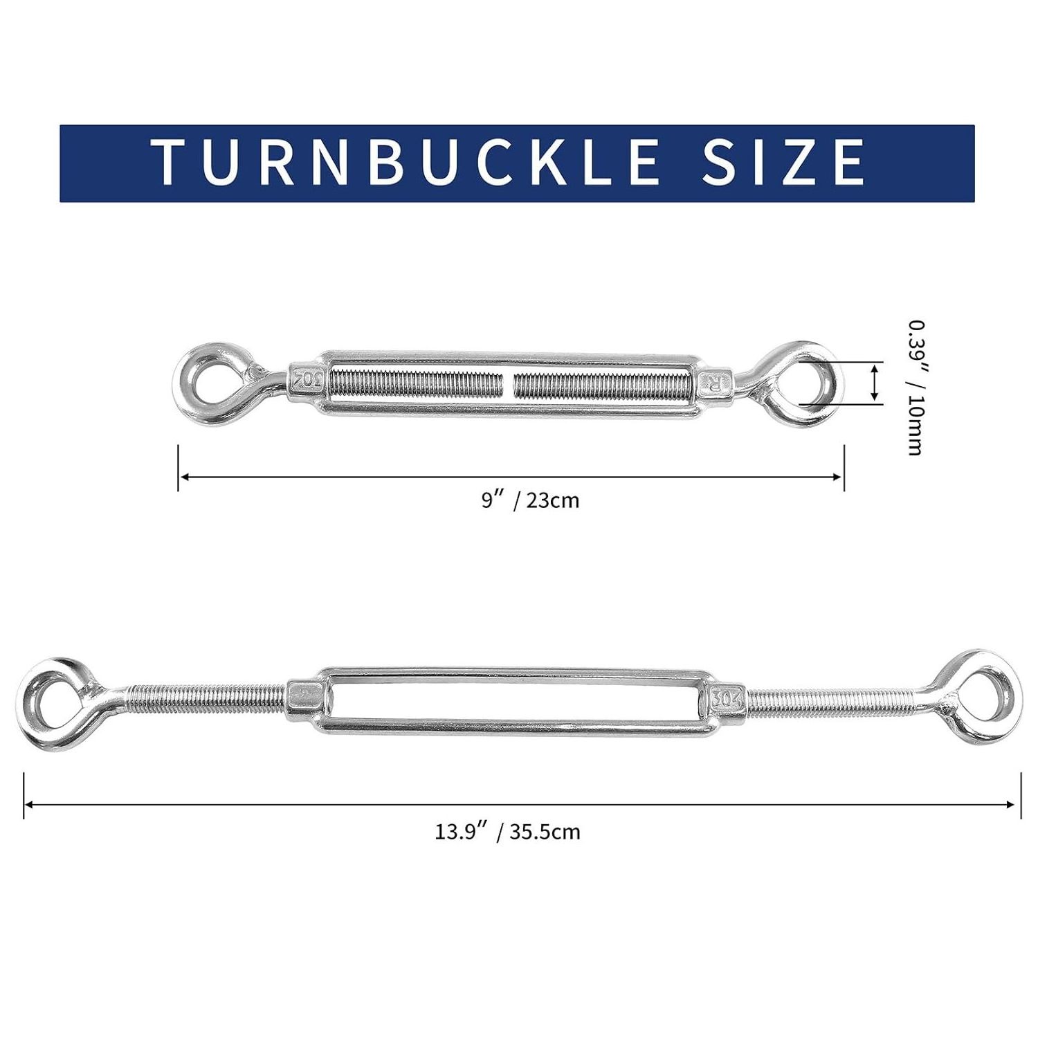 Heavy Duty Rope Cable Tensioner for Garden Wire, Adjustable O to O Turnbuckle for Shade Sail