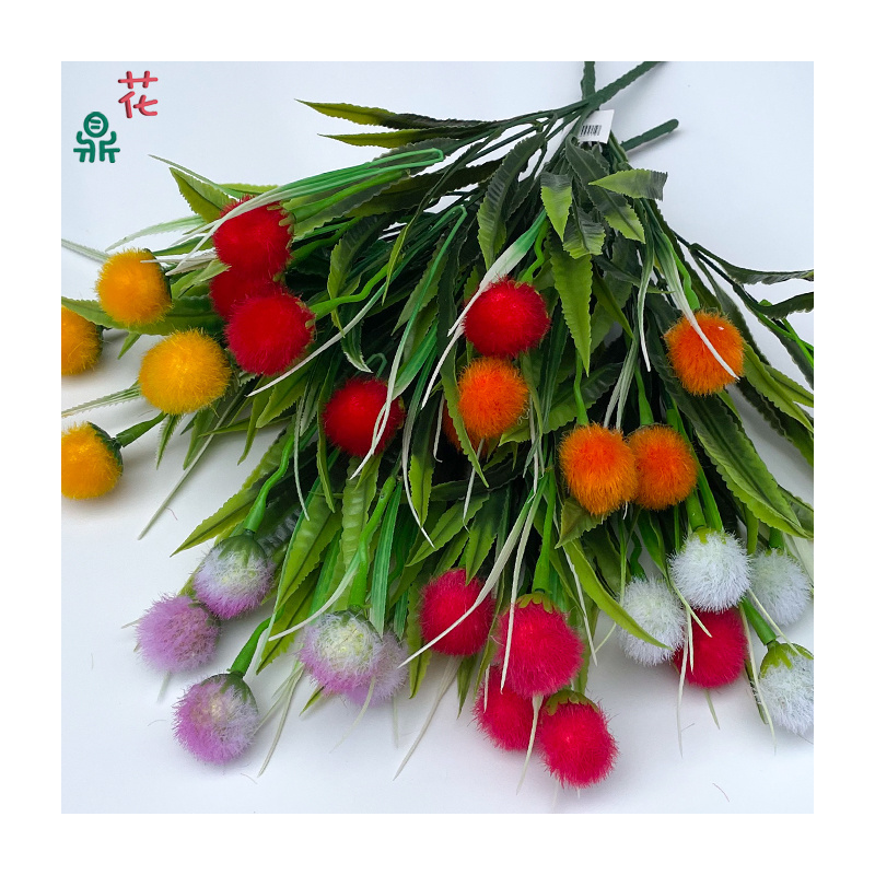 Five-Fork Small Hairy Ball Project Garden Landscape Silk Flower Garden Style Home Soft Installation Simulation Flower