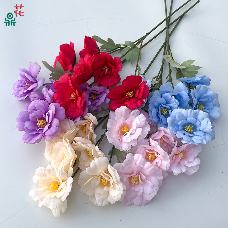 High Quality 6 Head Hibiscus Wedding Flower Arrangement Artificial Wedding Flower Row Decoration Silk Flowers