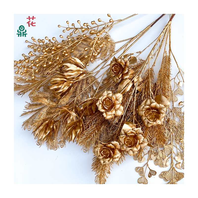 Gold Department Plastic Flower Indoor Beauty Simulation Flower New Year Soft Arrangement Artificial Flowers