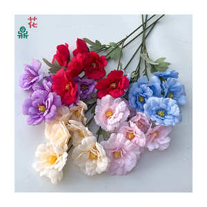 High Quality 6 Head Hibiscus Wedding Flower Arrangement Artificial Wedding Flower Row Decoration Silk Flowers