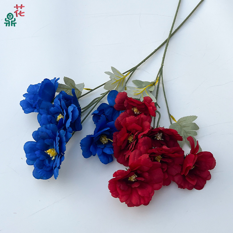 High Quality 6 Head Hibiscus Wedding Flower Arrangement Artificial Wedding Flower Row Decoration Silk Flowers