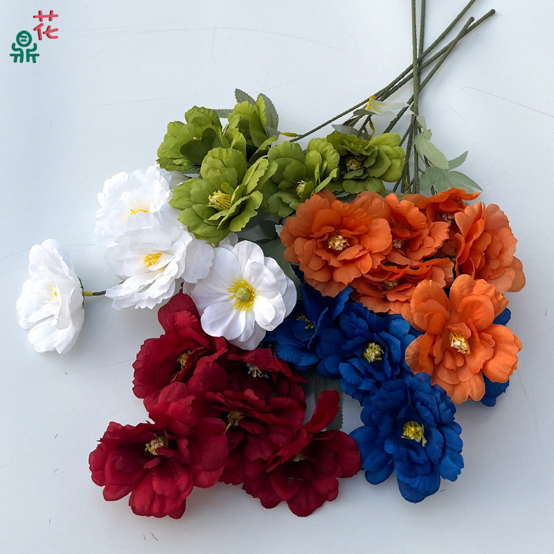 High Quality 6 Head Hibiscus Wedding Flower Arrangement Artificial Wedding Flower Row Decoration Silk Flowers