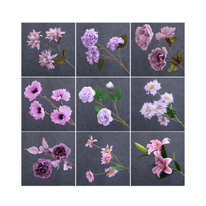 Customizable Purple Artificial Flower Wall for Outdoor Wedding Decorations High Quality Heads Artificial Flowers