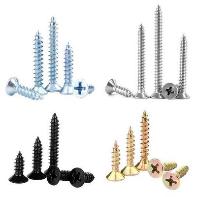 #6 x 1" Alloy Steel Flat Bugle Head Phillips Drive Fast Coarse Thread Screw Fine Thread Phosphate Coating Drywall Screws