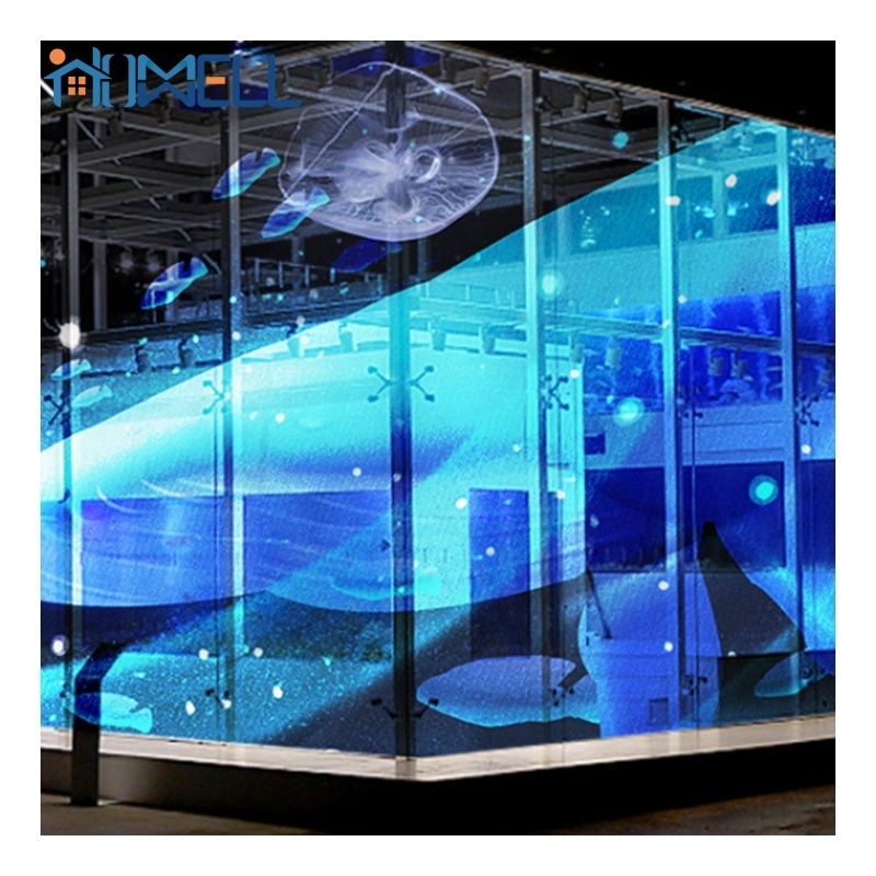 Adhesive LED Transparent Film Screen on Glass Advertising Video Wall