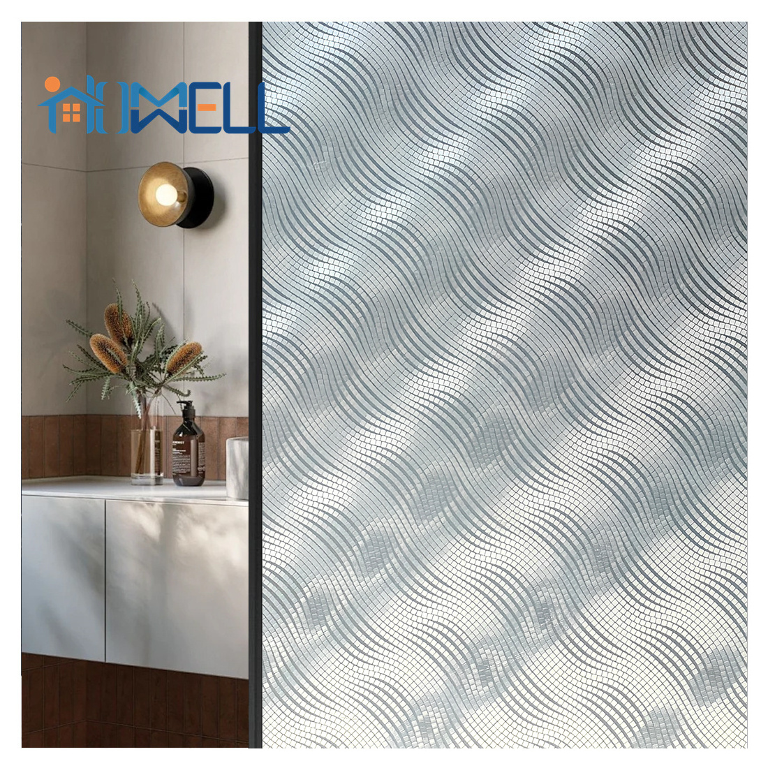 PVC Decorative Film Self Adhesive Window Film Shower Room Door Privacy Decorative Static Film for Bathroom