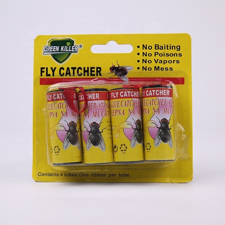 Fly Ribbon Catcher Bug Fly Traps for Indoors and Outdoors Sticky Adhesive Fruit Hanging Strips Scented Flying Insect Paper