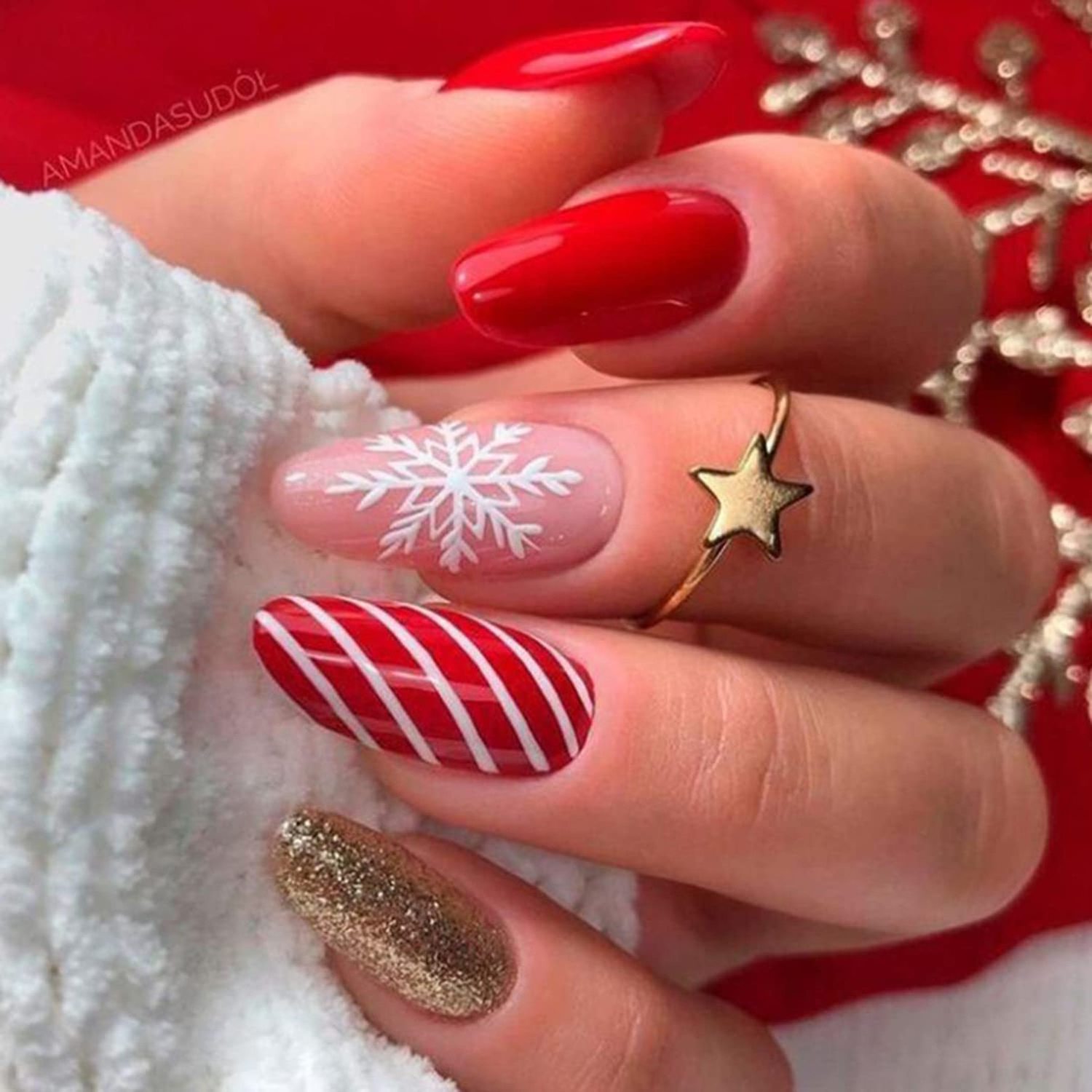 Christmas Press on Nails Short French Tip Nails with Glue Glossy Nude Pink Glue Design Acrylic false Nail Art Salon