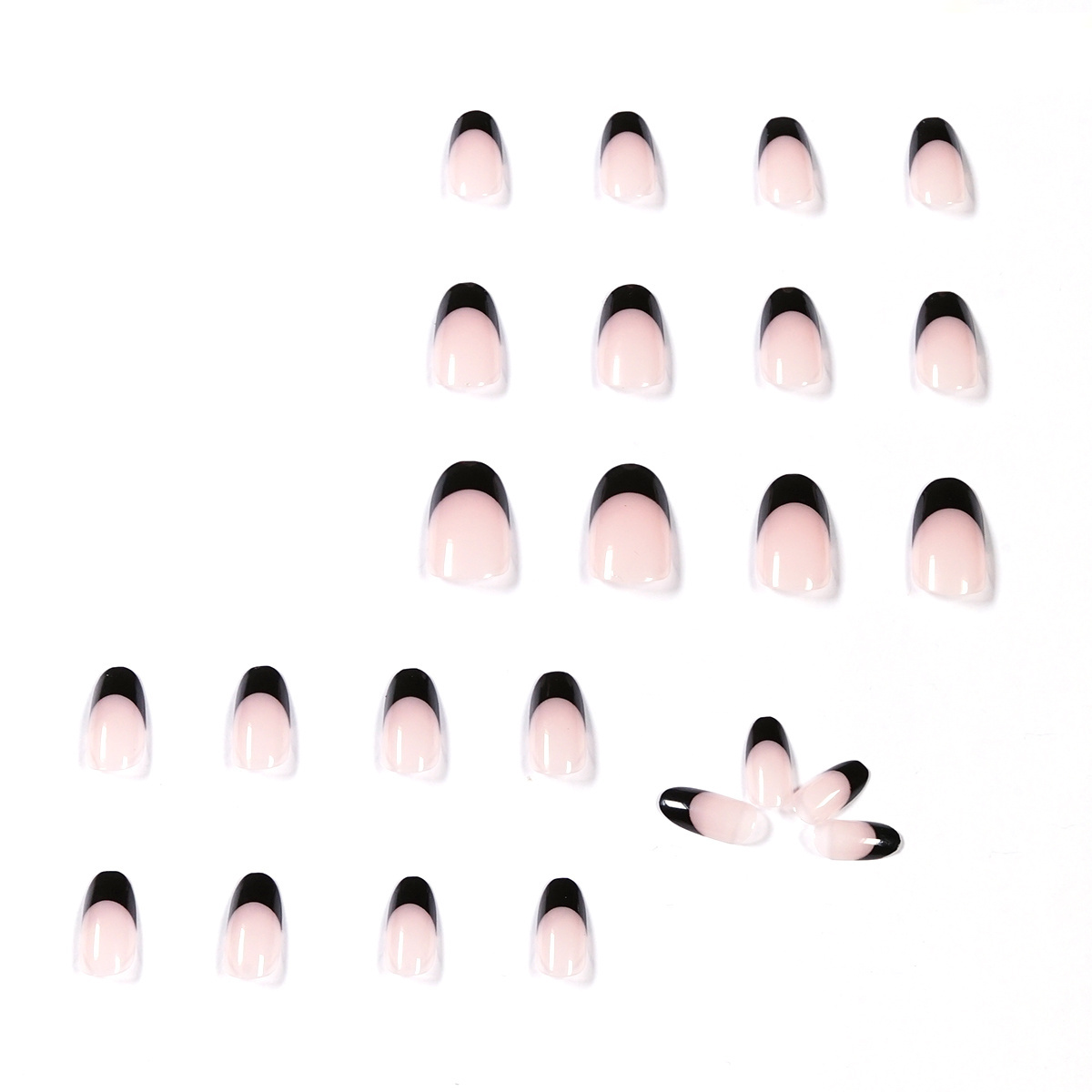 Almond fakenails custom French Elegance Black Nude False Nails Glossy Ballerina artificial nails stickers 24Pcs/box