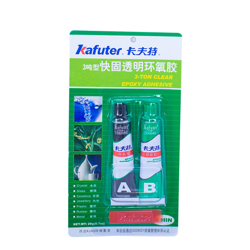 3 Ton transparent epoxy adhesive Kafuter AB glue crystal gem glass ceramic metal fast curing adhesive