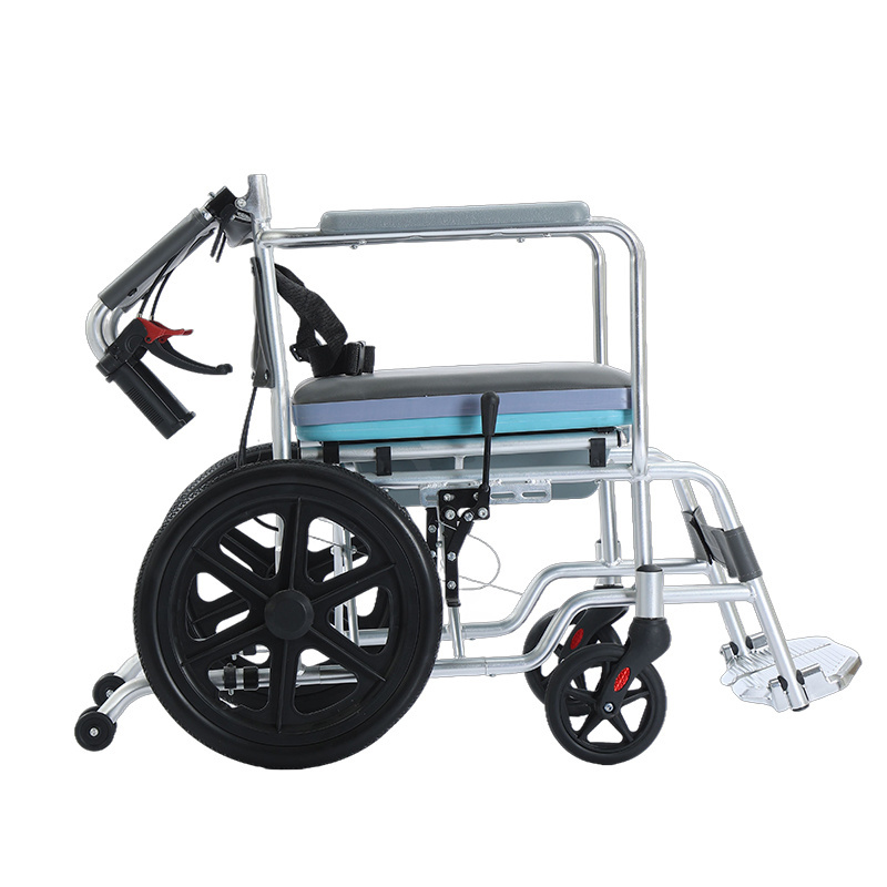 Aluminum alloy wheelchair folding light small portable elderly Waterproof bathing wheelchair