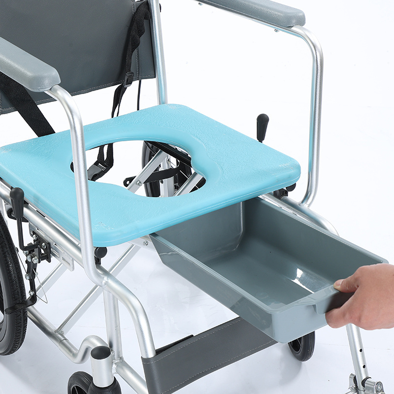 Aluminum alloy wheelchair folding light small portable elderly Waterproof bathing wheelchair