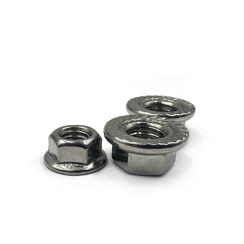 DIN6923 self locking hexagon serrated stainless steel nuts with flange