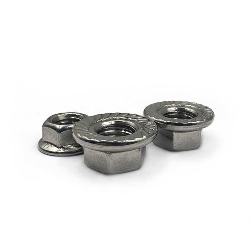 DIN6923 self locking hexagon serrated stainless steel nuts with flange