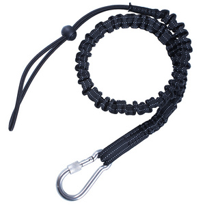 Nylon Material Adjustable Loop End Single Carabiner Outdoor Aerial Work  Anti-Lost Safety Tool Rope Tool Safety Lanyard