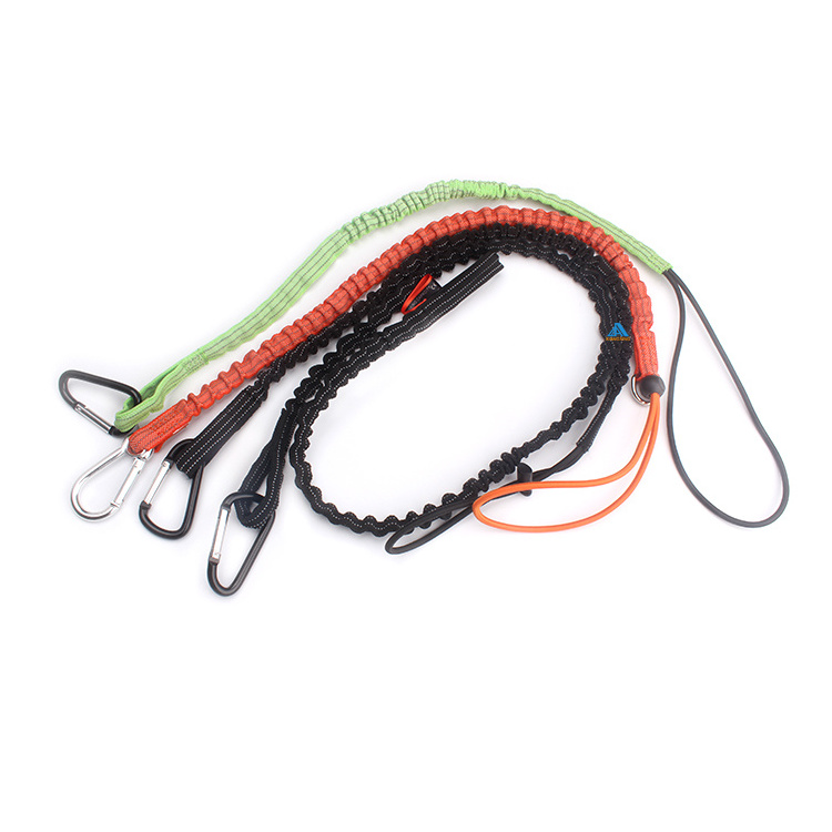 Nylon Material Adjustable Loop End Single Carabiner Outdoor Aerial Work  Anti-Lost Safety Tool Rope Tool Safety Lanyard