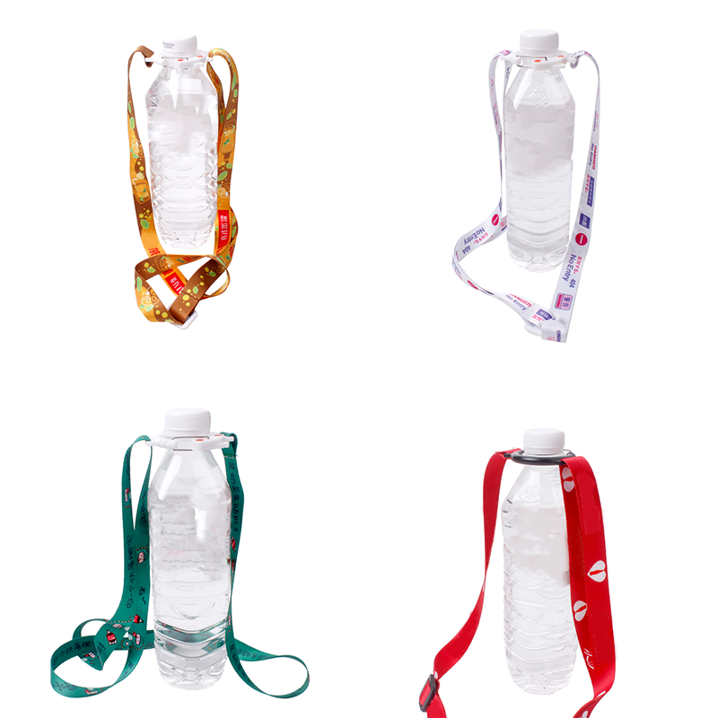 Wholesale Cheap Adjustable Length Water Bottle Strap Neck Lanyard Drink Holder Lanyards With Silicone Buckle