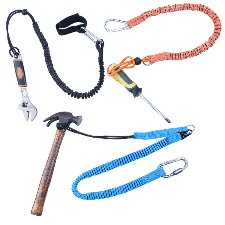 Nylon Material Adjustable Loop End Single Carabiner Outdoor Aerial Work  Anti-Lost Safety Tool Rope Tool Safety Lanyard