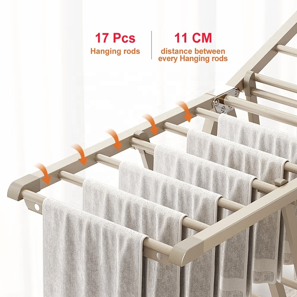 Balcony Space Saving Foldable Free Installation Bathroom Laundry Racks Aluminum Clothes Drying Rack For Cloth Dryer Stand