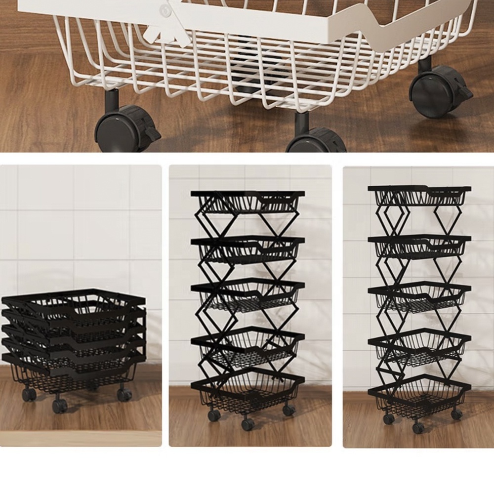 Heavy Duty Storage Shelves on Wheels 3 Tier Rolling Cart Metal Shelving Units Foldable Organizer Rack for Garage Kitchen