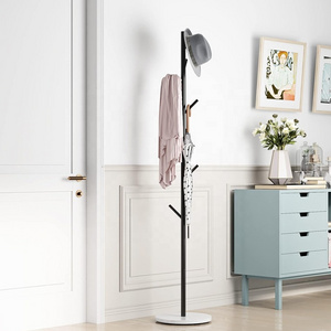 Metal stand coat rack simple and rotatable bamboo wall-mounted coat rack on foot for office and home hallway