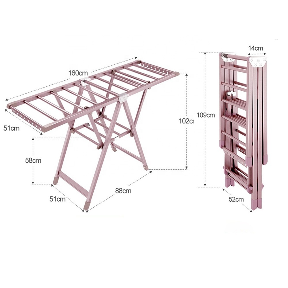 Wings Expandable 4 Shoe Holders Laundry Drying Rack Aluminum Clothes Drying Rack For Washing Line Dry Towel Rail