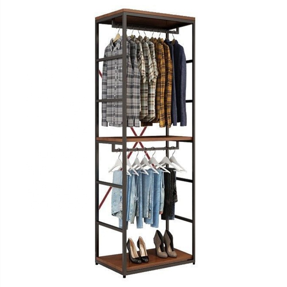 Garment Rack with Drawers Heavy Duty Clothes Stand Dresser Wood Top Metal Frame Drawers Wardrobe Closet for Clothes Rack