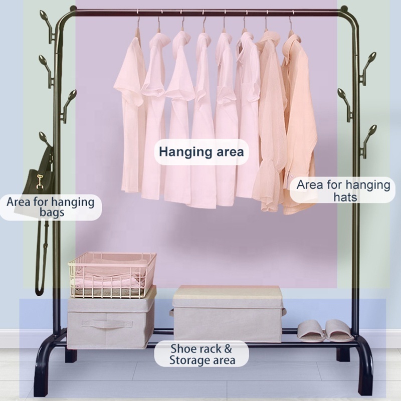 Modern Home Clothes Hanger Rack Metal Garment Rack Foldable Standing Pole System Coat Rack With Pallet