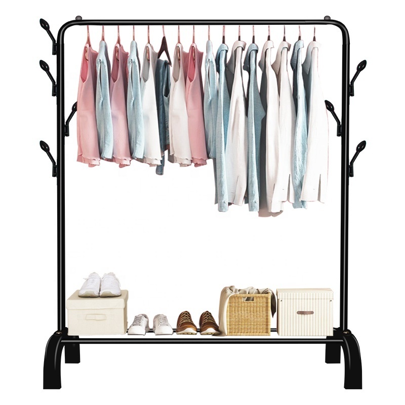 Metal Garment Rack with Bottom Shelf Clothing Rack for Hanging Clothes Coats Skirts Shirts Sweaters