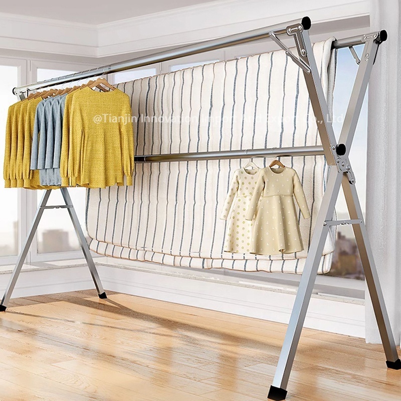 Adjustable rod garment rack clothes drying rack for hanging clothes to dry