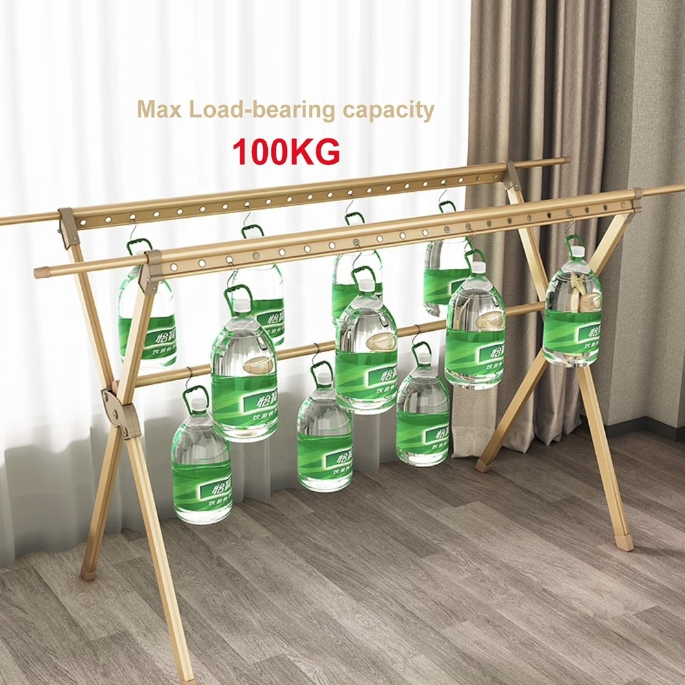 Aluminum Gold Metal Luxury Coat Hanger Stand Clothes Drying Rack For Laundry Room Clothes Hanger Rack