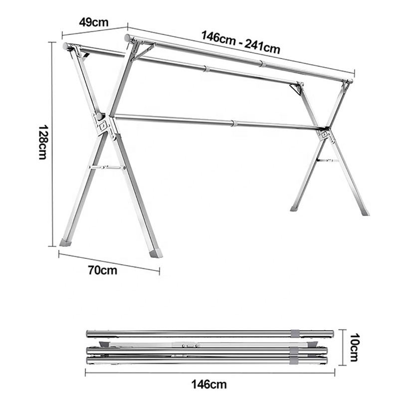 Stainless Steel Standing Large Collapsible Laundry Drying Rack Clothing Hanger X Foldable Clothes Drying Rack