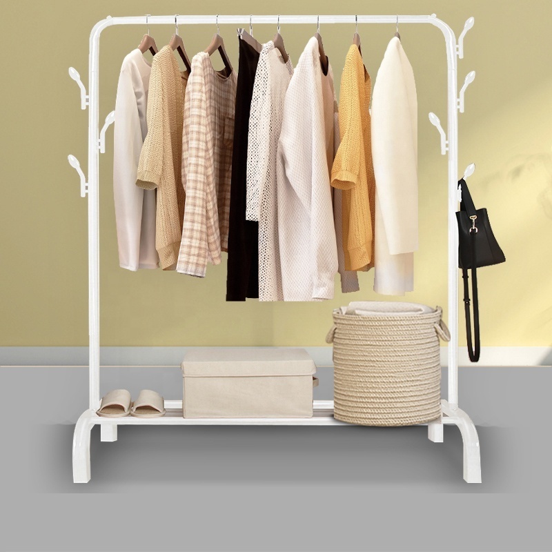 Metal Garment Rack with Bottom Shelf Clothing Rack for Hanging Clothes Coats Skirts Shirts Sweaters