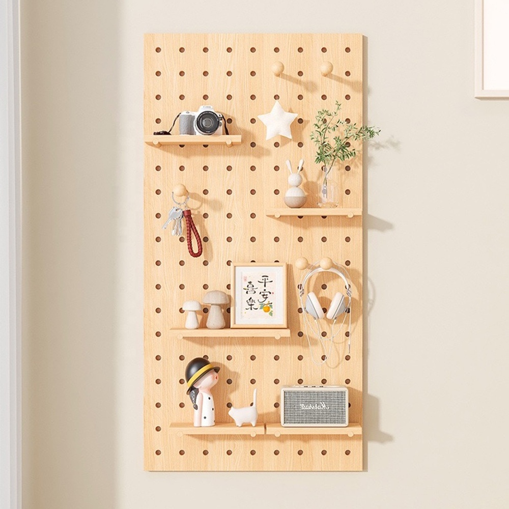 Wood Peg board Wall Pegboard Shelf Gaming Peg boards Floating Shelves Wall Hooks with Shelf Wall Hanger