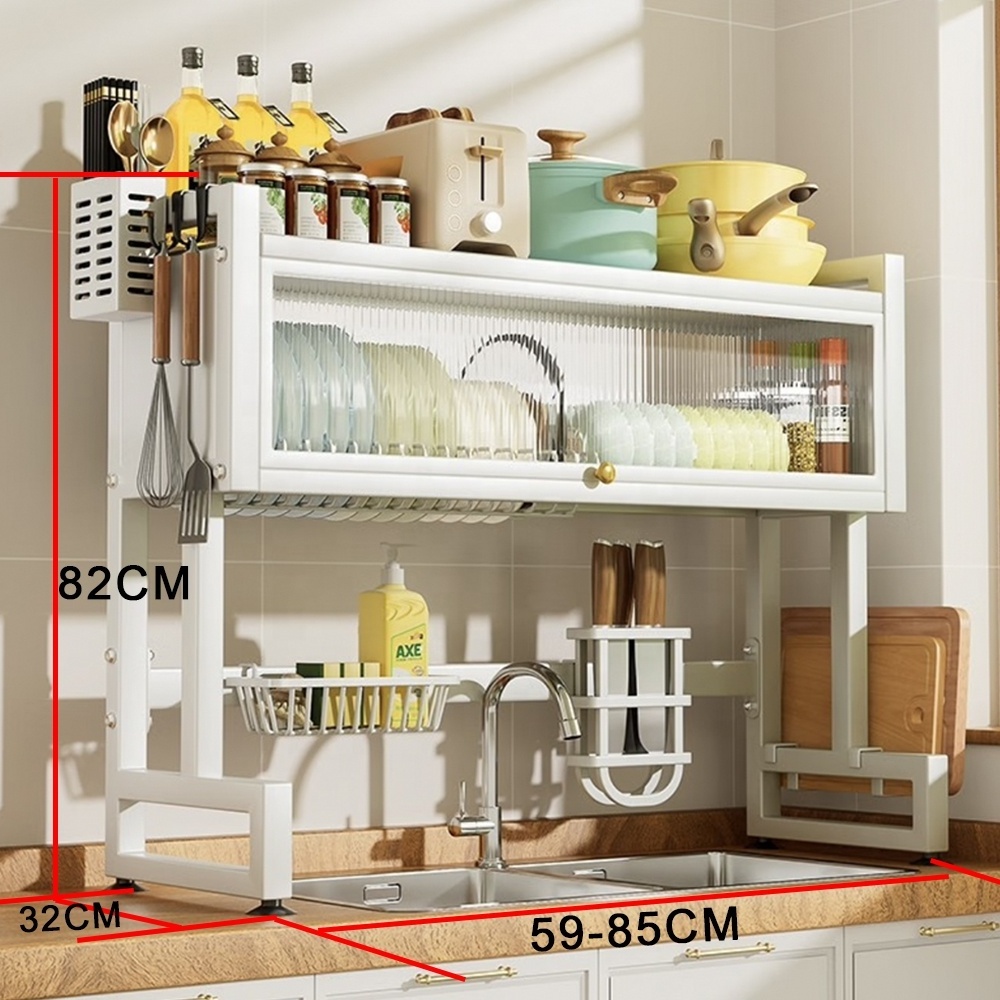 Adjustable Dish Drainer Full Cover Over Sink Dish Drying Rack for Kitchen Storage Counter Organization