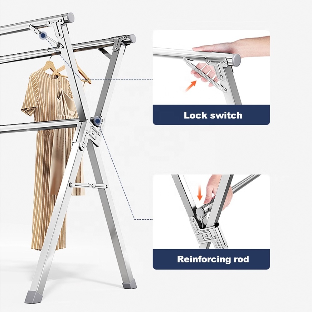 Udear Freestanding Hanger Double Rods m Small Rolling Garment Rack Balcony Clothes Drying Rack