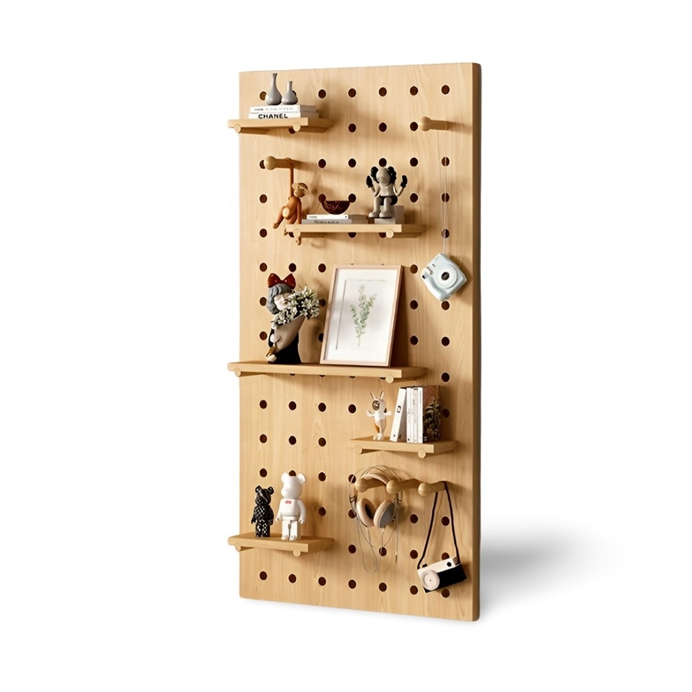 Wooden Pegboard Peg Board Accessory Kit Modular Hanging for Wall Organizer for Entry Way Living Room Office Organizer