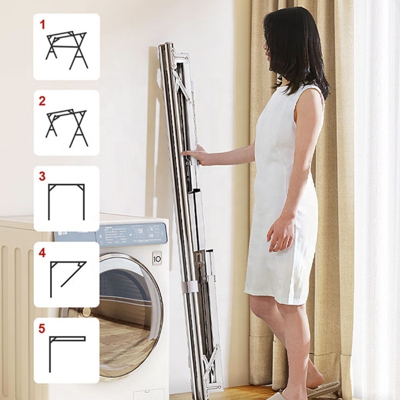 Stainless steel foldable clothes drying rack tripod clothes drying rack for balcony air dryer stand