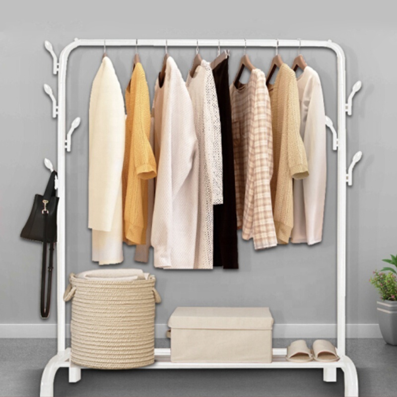 Simple Houseware Garment Rack with Storage Shelves and Coat Stands Hat Hanging Hooks