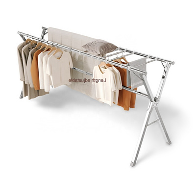 Double Rail Adjustable Rolling Garment Rack With Bottom Shelf and Wheels Dry Clothes Rack Display Rack