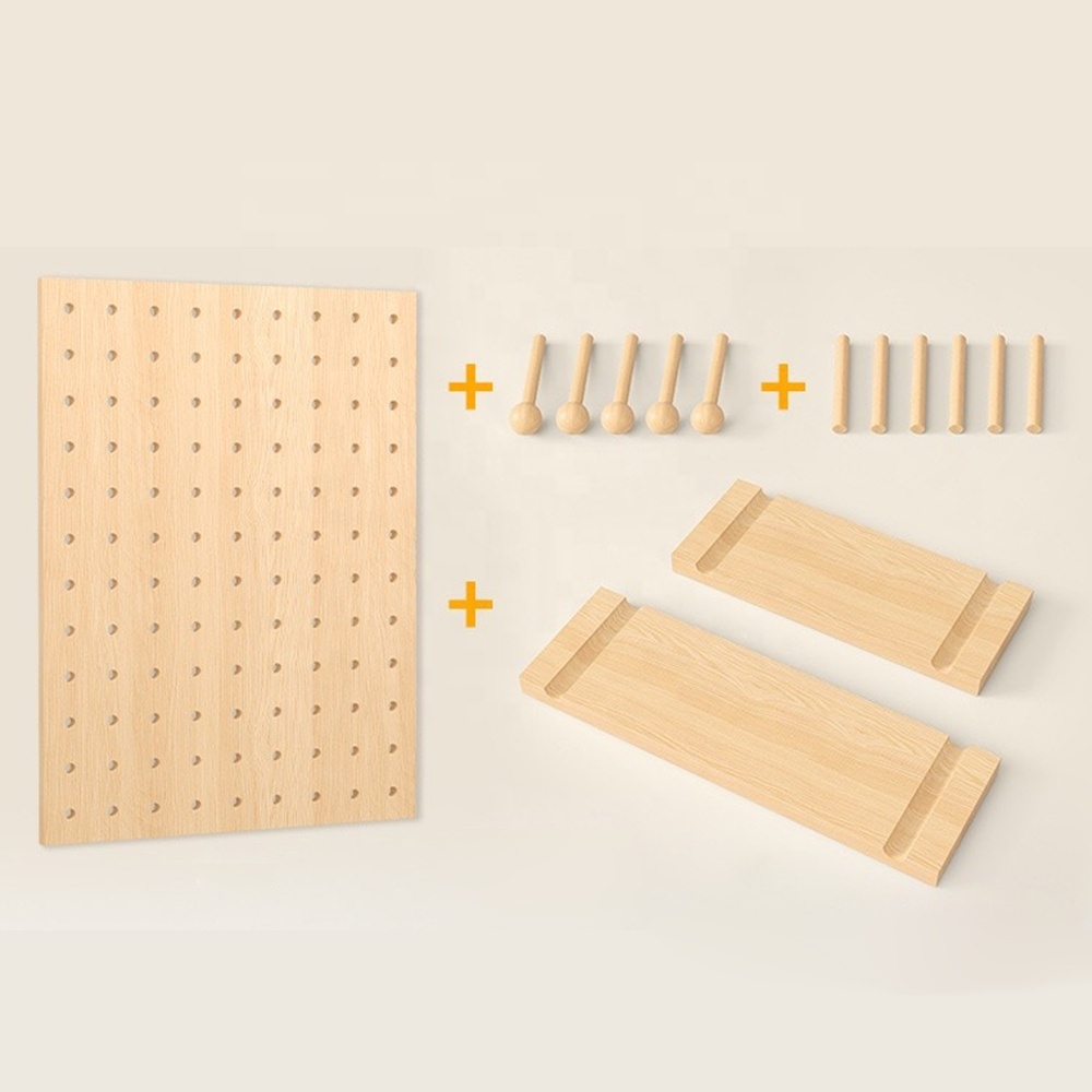 Wood Peg board Wall Pegboard Shelf Gaming Peg boards Floating Shelves Wall Hooks with Shelf Wall Hanger