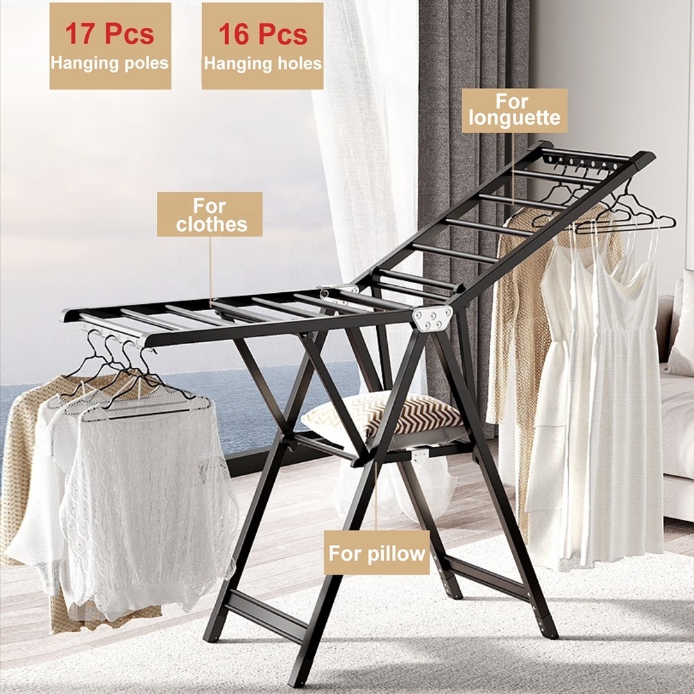 Laundry Drying Rack with 8 Holes Folding Organizer Rack Aluminum Clothes Drying Rack For Laundry Room