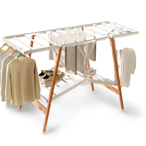 Folding Aluminum Drying Rack Clothing Indoor Outdoor Space-Saving 3 Tier Laundry Drying Rack with Two Side Wings Grey White