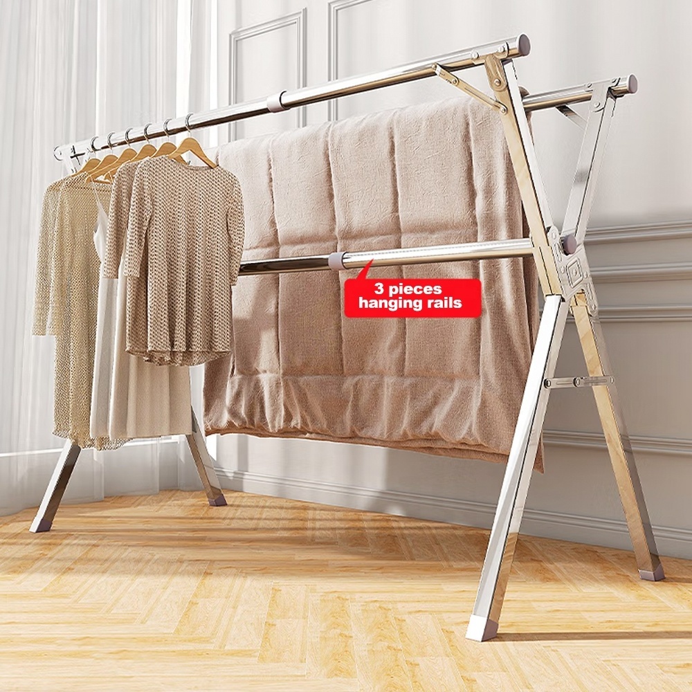 Premium Folding Drying Cloth Stand Guangzhou Durable Double Rail Aluminum Clothes Dying Rack Outside For Dryer Clothing Rack