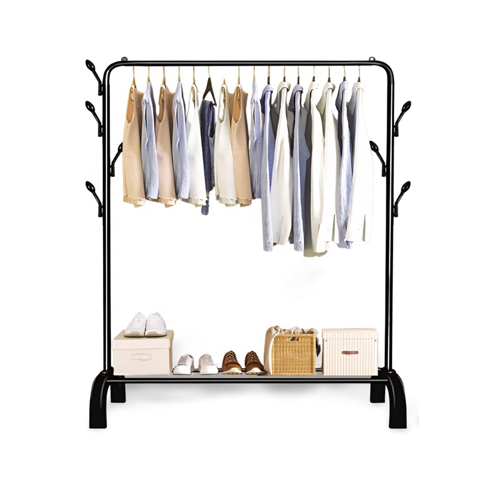 Simple Houseware Garment Rack with Storage Shelves and Coat Stands Hat Hanging Hooks