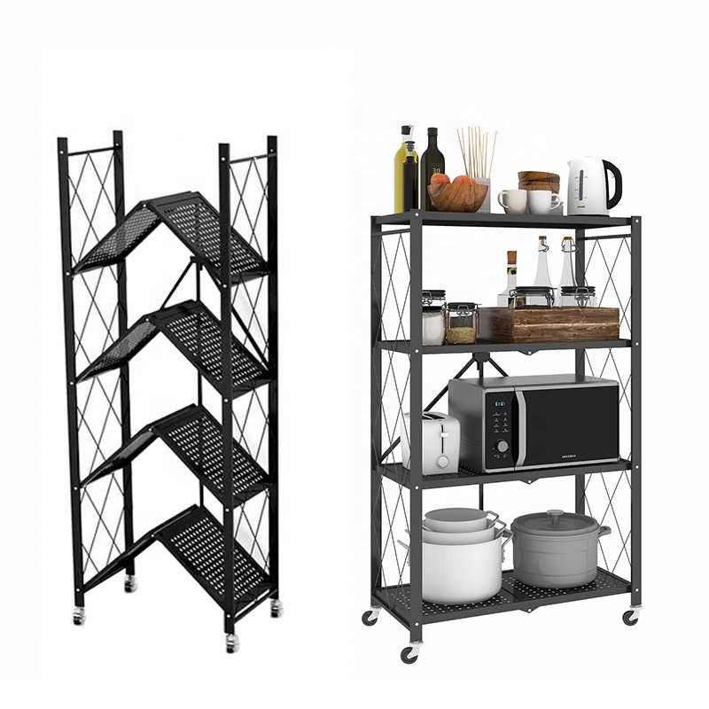 5-Shelf Metal Organizer Wire Rack Adjustable Heavy Duty Kitchen Storage Organizer Shelving Unit on 4'' Wheel Casters