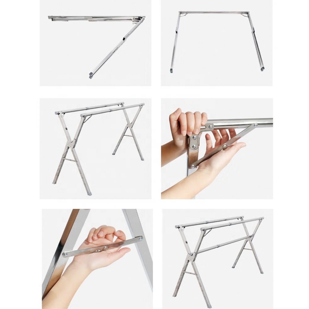 Udear Freestanding Hanger Double Rods m Small Rolling Garment Rack Balcony Clothes Drying Rack