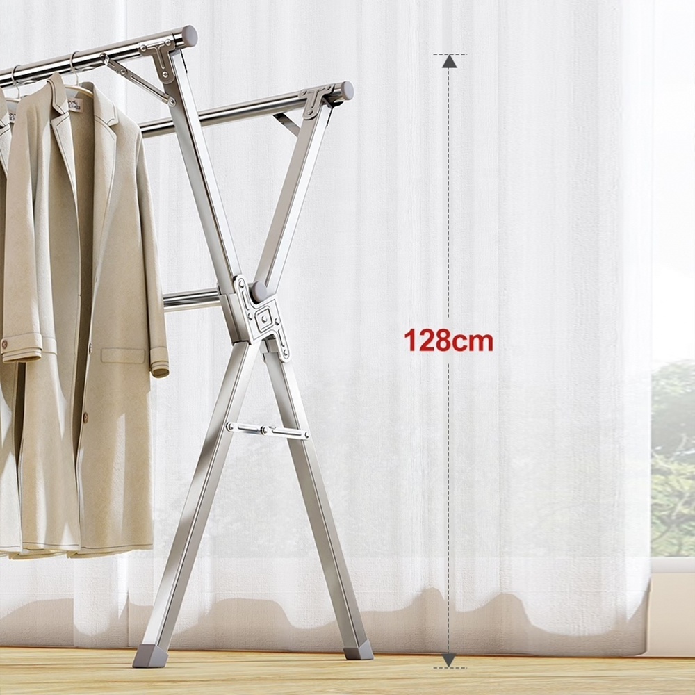 Steel Metal Hanger Men's Kids Clothes Floor Standing Clothing Display Rack For Shoe And Garment